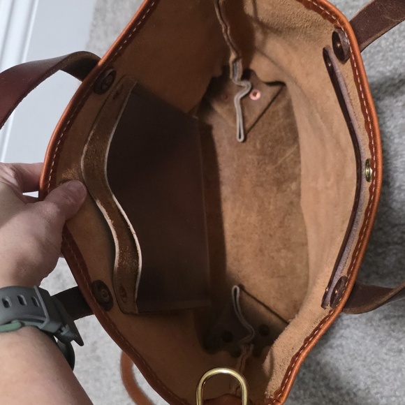 KMM & Co Genuine Leather Chestnut Derby and Harvest Buccaneer Mini Panel.Tote - Picture 12 of 12